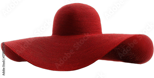 Wide-brimmed, red sun hat
