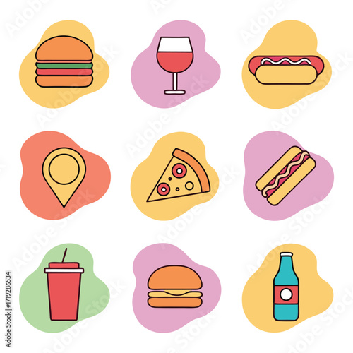 Restaurant and food delivery icon set for apps and websites engaging design elements 