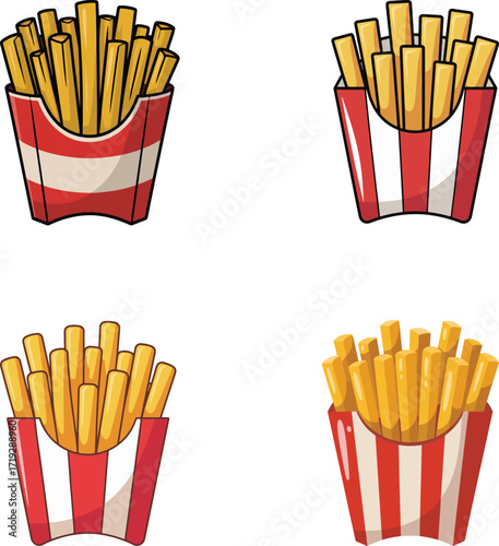 French Fries in Red and White Boxes
