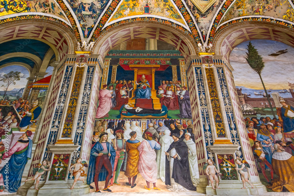 Naklejka premium Siena cathedral duomo paintings, Italy