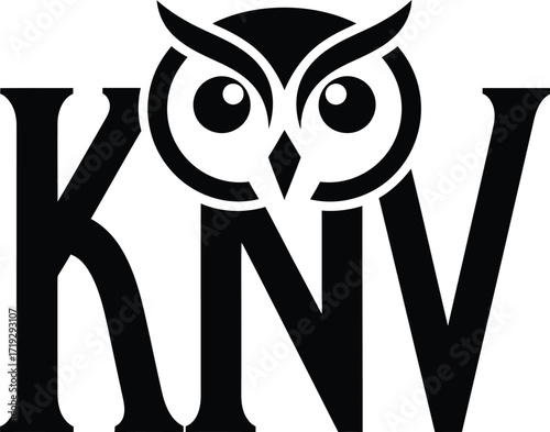 Stylized owl logo integrated with bold letters knv