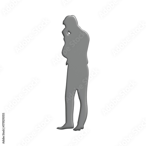 Silhouette of a pensive person deep in thought, contemplating a decision with their hand to their chin
