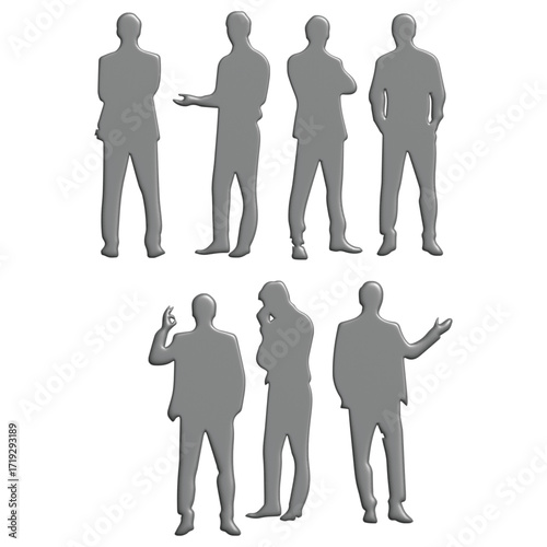 Collection of Generic Male Silhouettes in Diverse Poses, Ideal for Architectural Visualizations, Urban Planning Projects, and Graphic Design Layouts Requiring Unidentifiable Human Figures and Scale Re