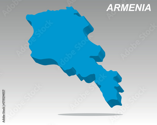A modern, trendy 3D isometric vector map of Armenia, perfect for business presentations, data visualization, and projects focusing on the Caucasus region