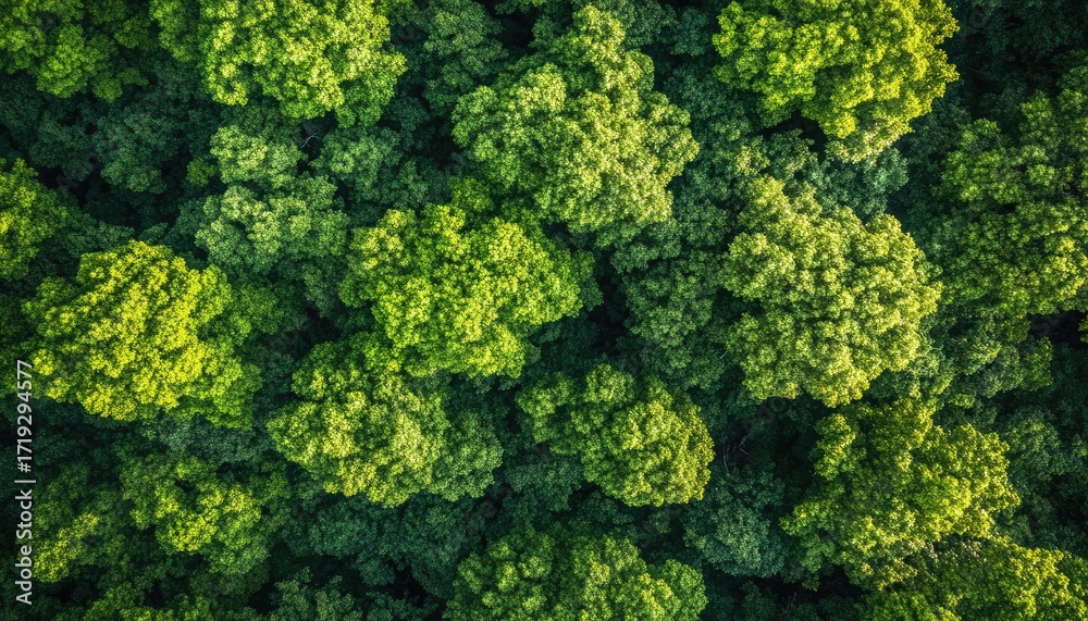 Fototapeta premium Verdant forest canopy from above (4)