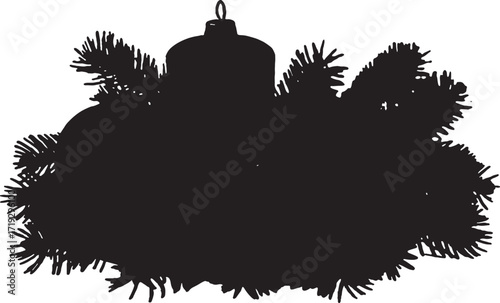 Silhouette of a Fluffy Flower Head with Delicate Petals on White