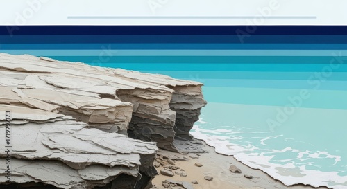 Coastal Cliffs Overlooking Azure Ocean Waves on a Sunny Day