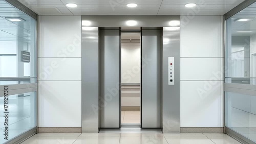 hospital staff elevator zone designed with wide access low reflection walls and hands free panels inclusive tech three quarter wide angle cinematic color correction gentle