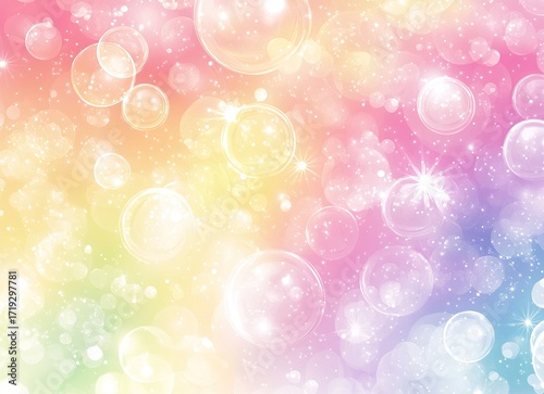 Pastel rainbow bubbles, sparkles