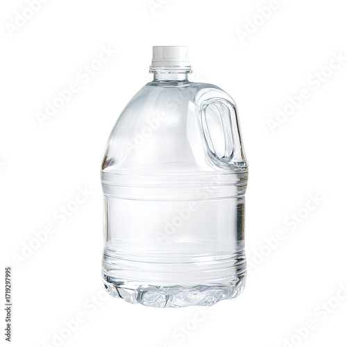 Clear plastic water bottle with a white cap