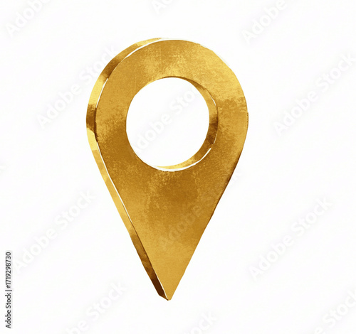 Golden Guide Golden map pin icon isolated watercolor vector illustration svg