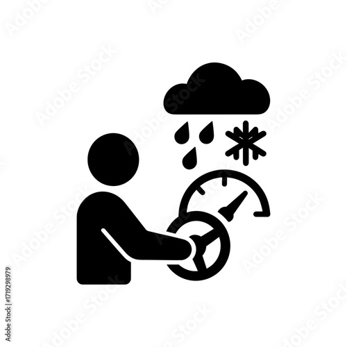 Slow Speed in Bad Weather Icon