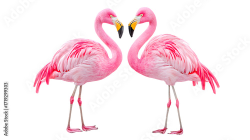 Beautiful Pair of Pink Flamingo Birds Forming a Heart Shape. Ai Generated Images