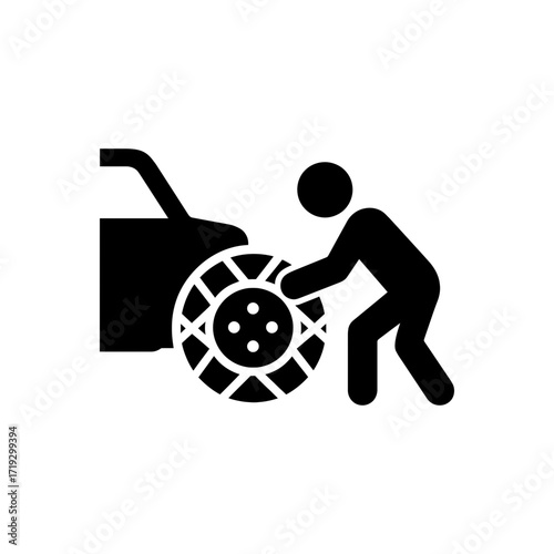 Driver Changing Tire Icon