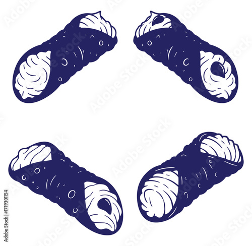 Delicious italian cannoli dessert dessert isolated on white background illustrative graphic artwork