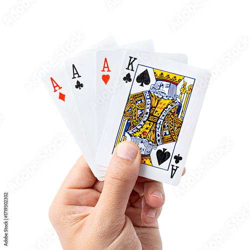 Close Up Man Hand Holding Ace and King Playing Cards. Ai Generated Images