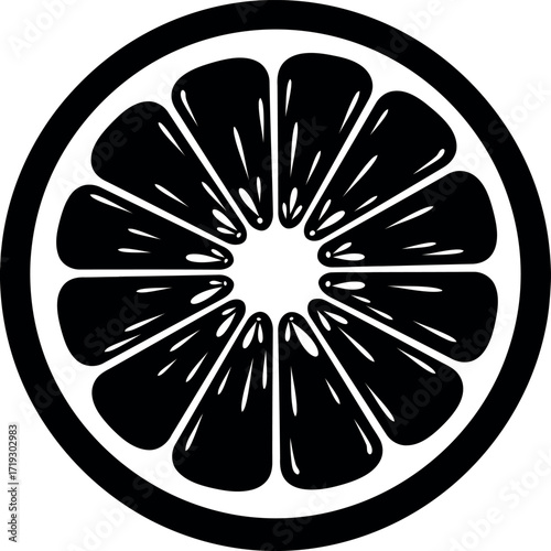 Vector illustration of slice of citrus fruit, like an orange or lemon