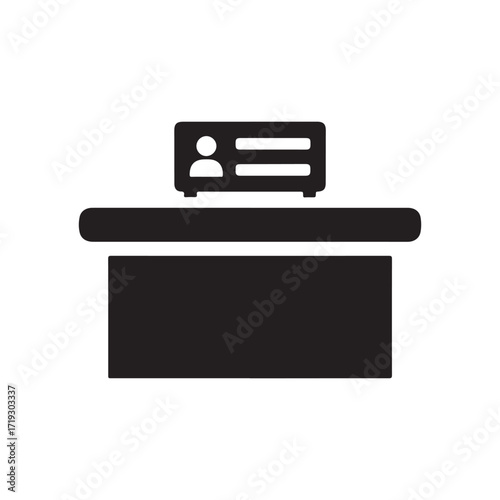Minimalist Flat Vector Office Desk Icon with Identification Badge