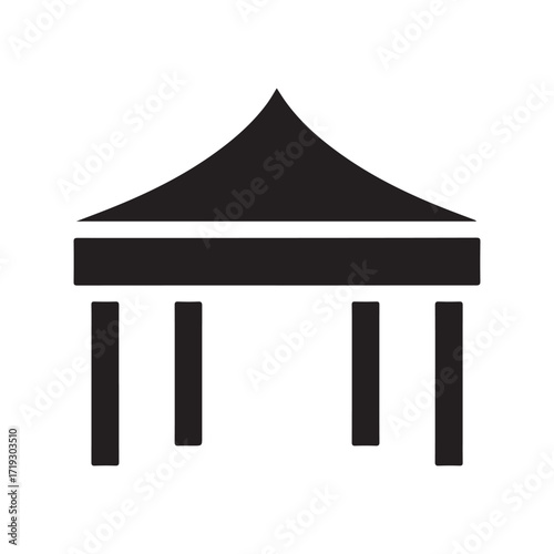 Flat Vector Market Tent Icon with Canopy and Posts