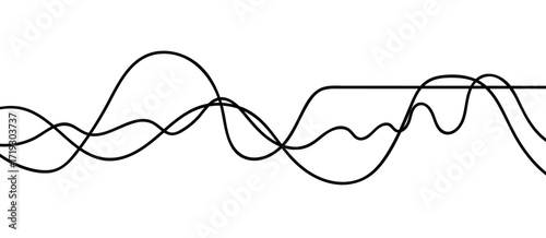 Abstract black thin wave lines flowing smoothly across a clean white background in a minimalist vector illustration design.
