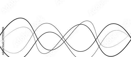 Abstract black thin wave lines flowing smoothly across a clean white background in a minimalist vector illustration design.
