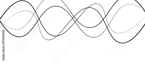Abstract black thin wave lines flowing smoothly across a clean white background in a minimalist vector illustration design.
