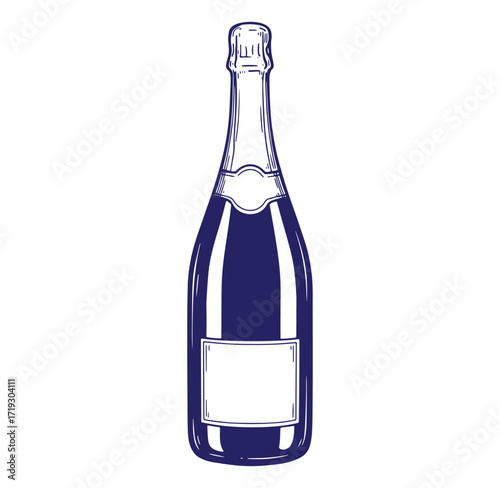 Elegant hand drawn champagne bottle illustration ready for celebration and special occasions