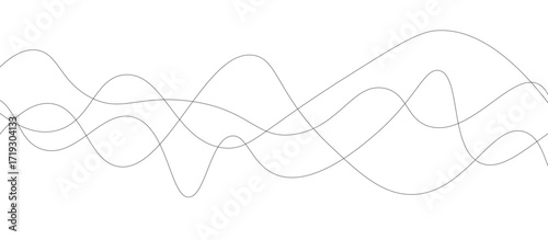 Abstract black thin wave lines flowing smoothly across a clean white background in a minimalist vector illustration design.
