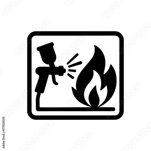 Spraying on Fire Hazard Icon