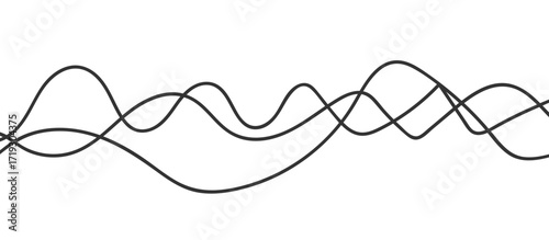 Abstract black thin wave lines flowing smoothly across a clean white background in a minimalist vector illustration design.
