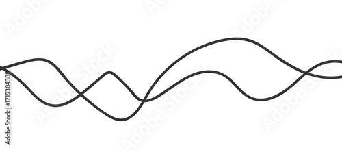 Abstract black thin wave lines flowing smoothly across a clean white background in a minimalist vector illustration design.
