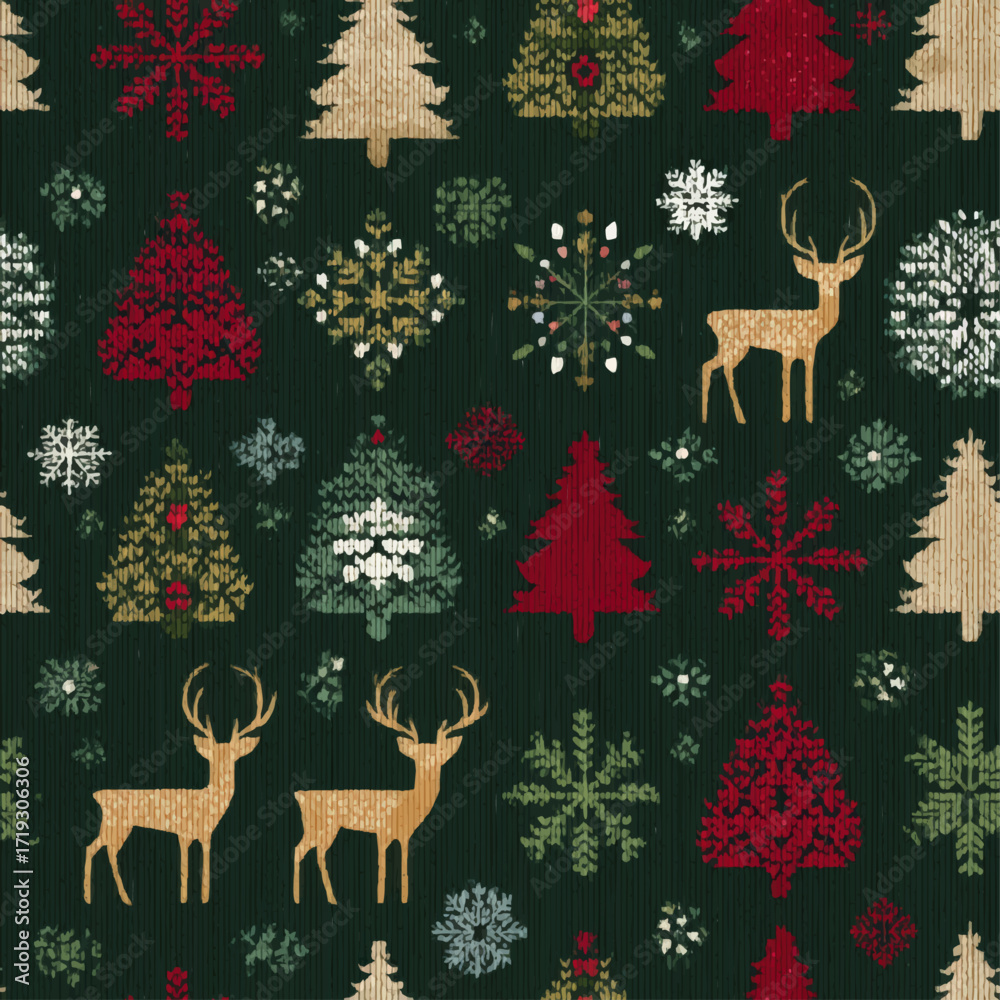 Naklejka premium Seamless Scandinavian Holiday Decorative Design