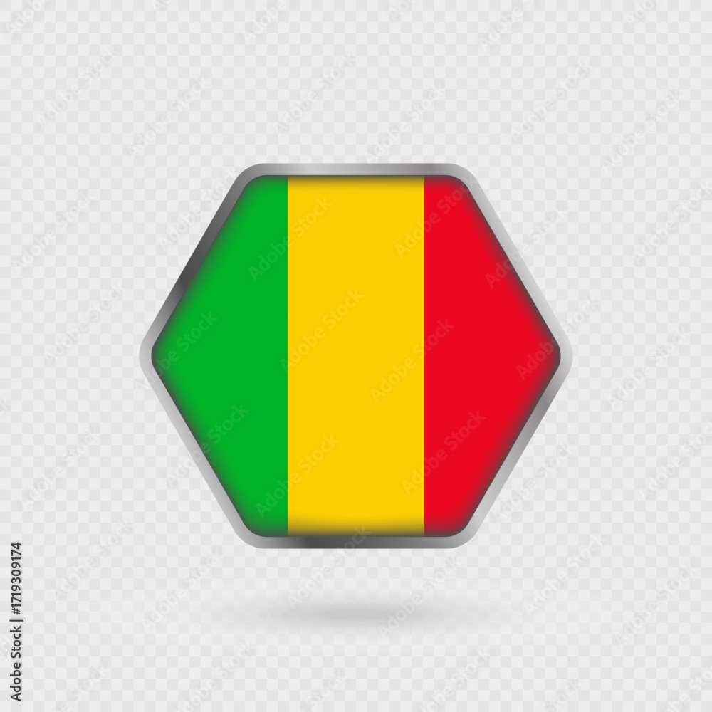 Fototapeta premium Mali flag in a hexagon frame.