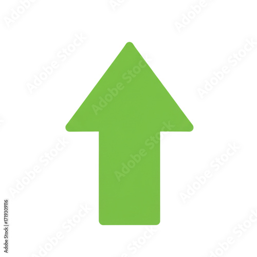 Minimalist Green Up Arrow Vector Icon Symbolizing Growth and Success, Isolated on White