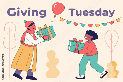 Giving Tuesday gift-giving illustration