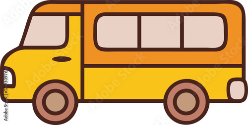 Colorful silhouette of a classic school bus isolated on white background