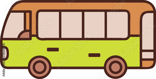 Colorful rounded roof minibus side profile silhouette isolated on white background