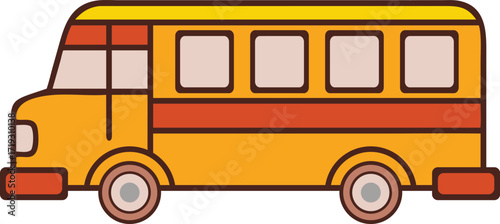 Classic school bus side view silhouette isolated on white background