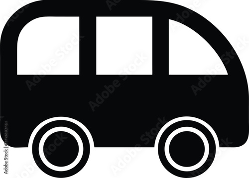 Silhouette of a compact van style bus isolated on white background