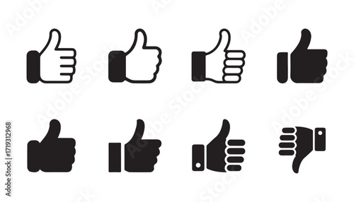 Minimal Thumbs Up and Down Vector Set, Like and Dislike Symbol Design