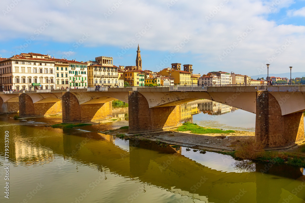 Fototapeta premium Santa Croce and Ponte alle Grazie, Florence, Italy