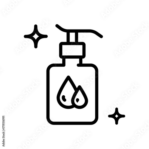 Skin care icon. Moisturizing lotion , beauty, woman, clean, fresh, acne, cleansing concept. Simple outline vector illustration isolated on white background