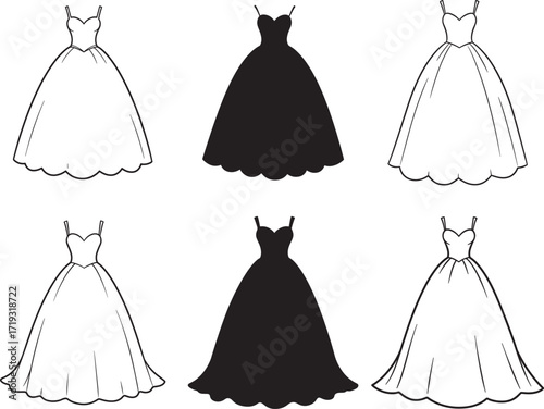 Collection of elegant ball gown silhouettes for formal events silhouette