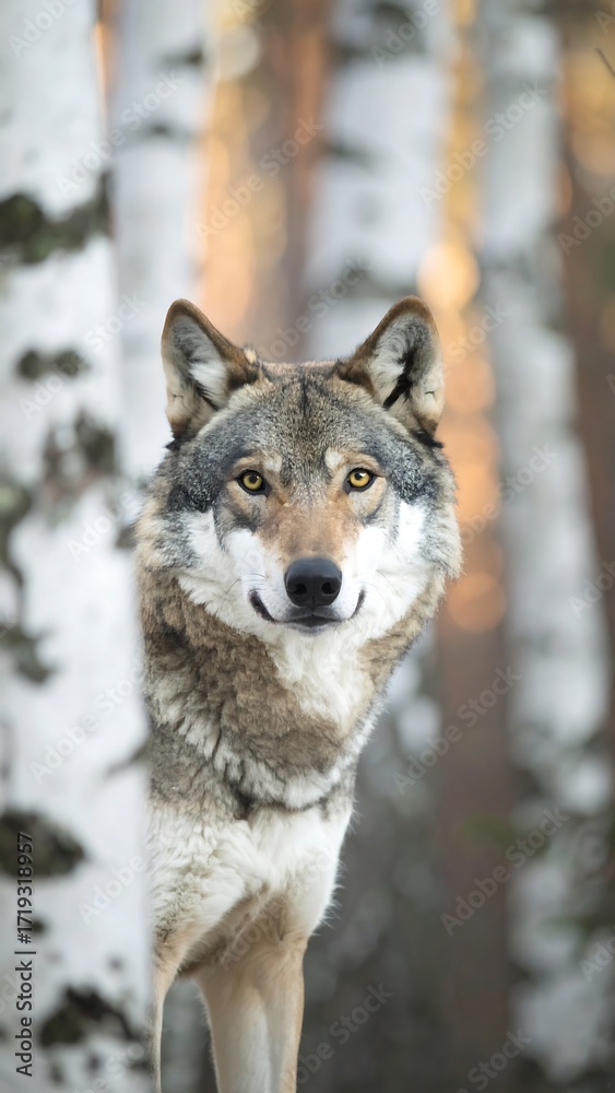 Naklejka premium Wolf in winter forest