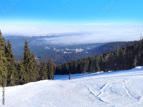 winter mountains, slopes in alpine ski resort Borovets, Bulgaria