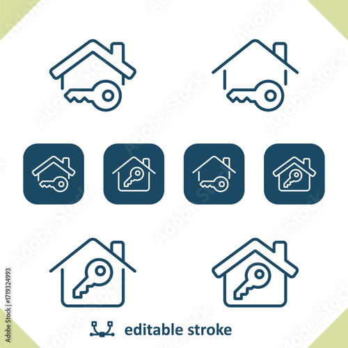 Real Estate Icons. House, Home, Key Icon
