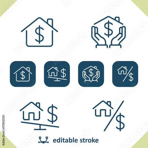 Real Estate Icons. Price, Dollar, House, Home Icon