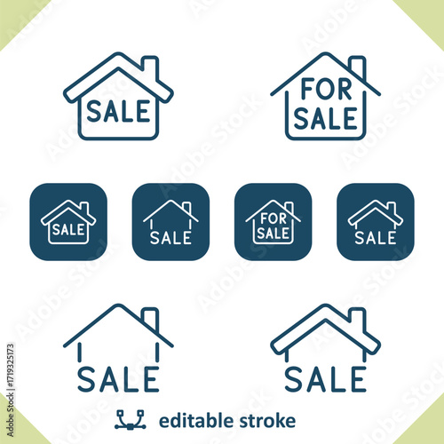 Real Estate Icons. Sign, For Sale, Home, House Icon