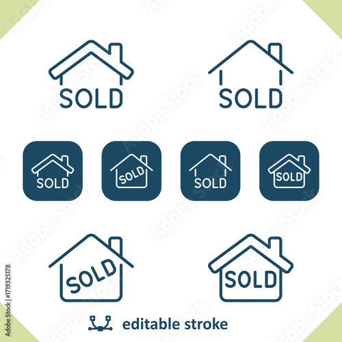 Real Estate Icons. Sign, Sold, Home, House Icon