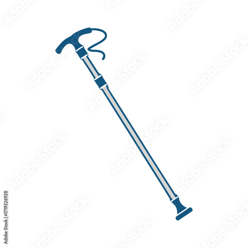 Black metal hammer and blue shovel tools isolated on a white background